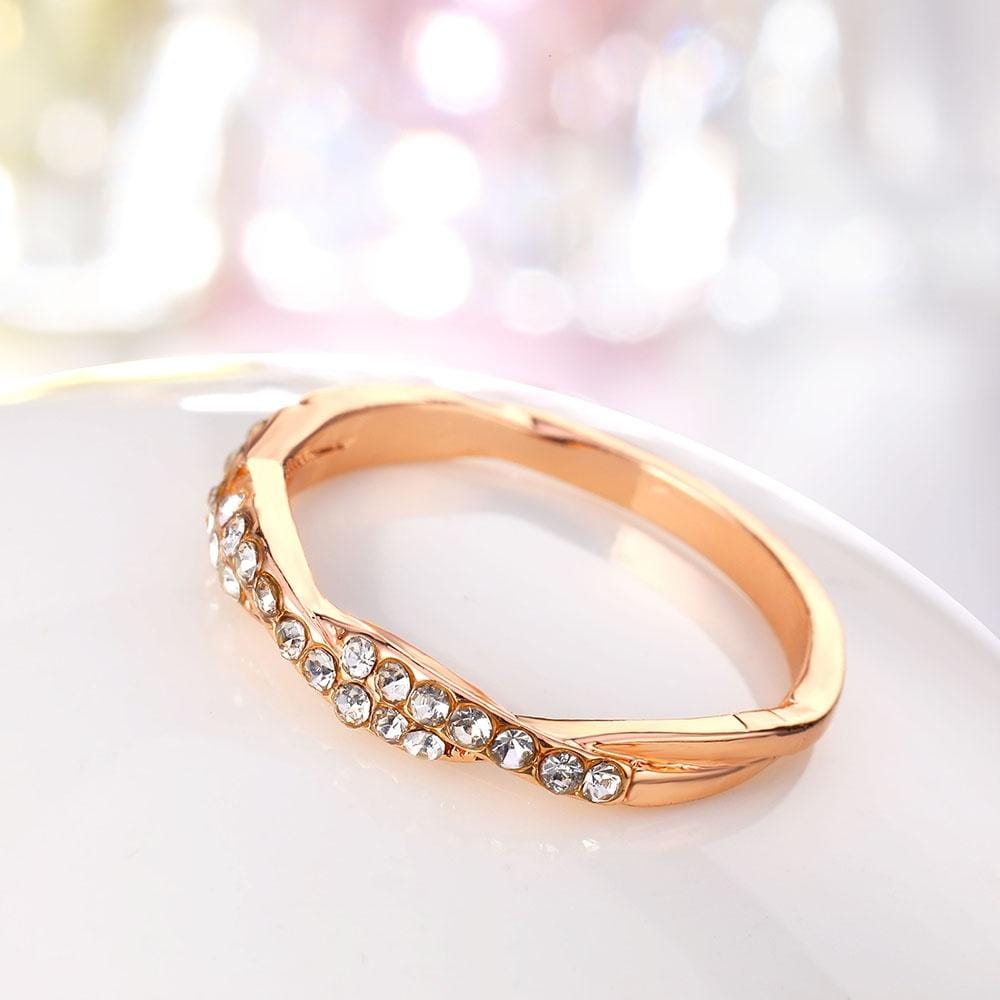 Twisted Rope Hemp Flowers Ring Plating Tail Ring Fashion Women Jewelry, Ring Size:10 (Gold)