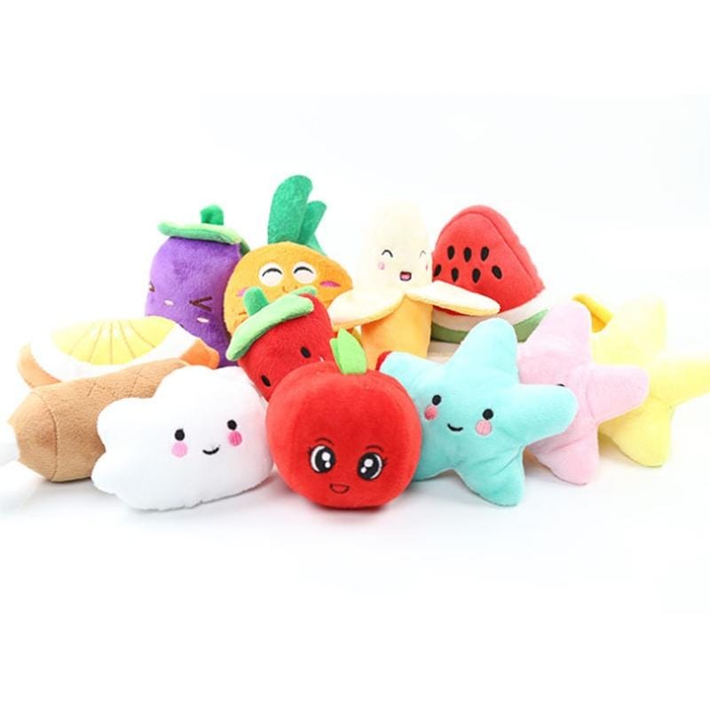 3 PCS Stuffed Toy Plush Sound Fruits Vegetables Pets Toy, Color: White Cloud
