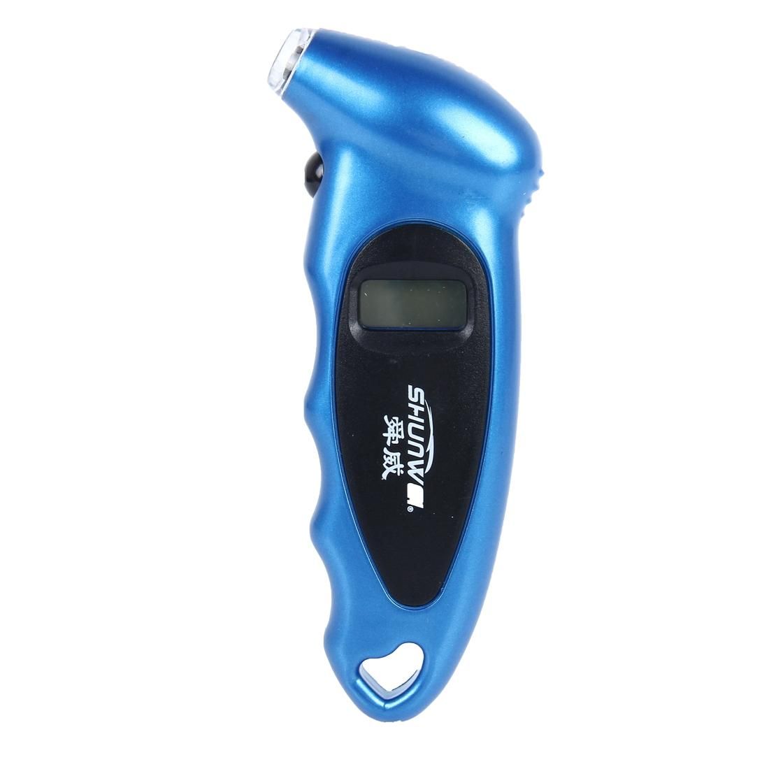 SHUNWEI SD-2802 Digital Tire Pressure Gauge 150 PSI 4 Settings for Car Truck Bicycle with Backlit LCD and Non-Slip Grip (Blue)