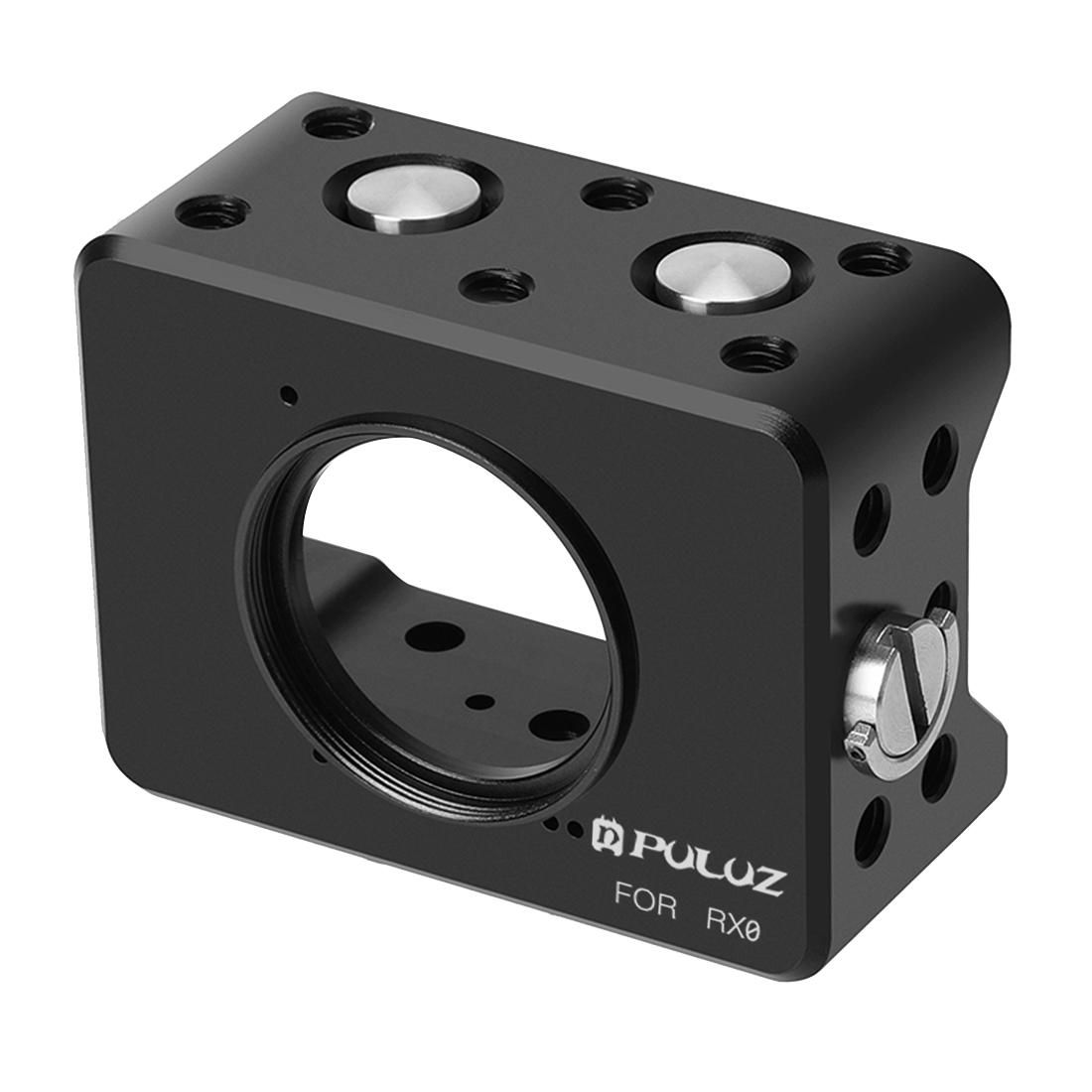 PULUZ Housing Shell CNC Aluminum Alloy Protective Cage with 37mm UV Lens & Base Mount & Screw for Sony RX0 (Black)