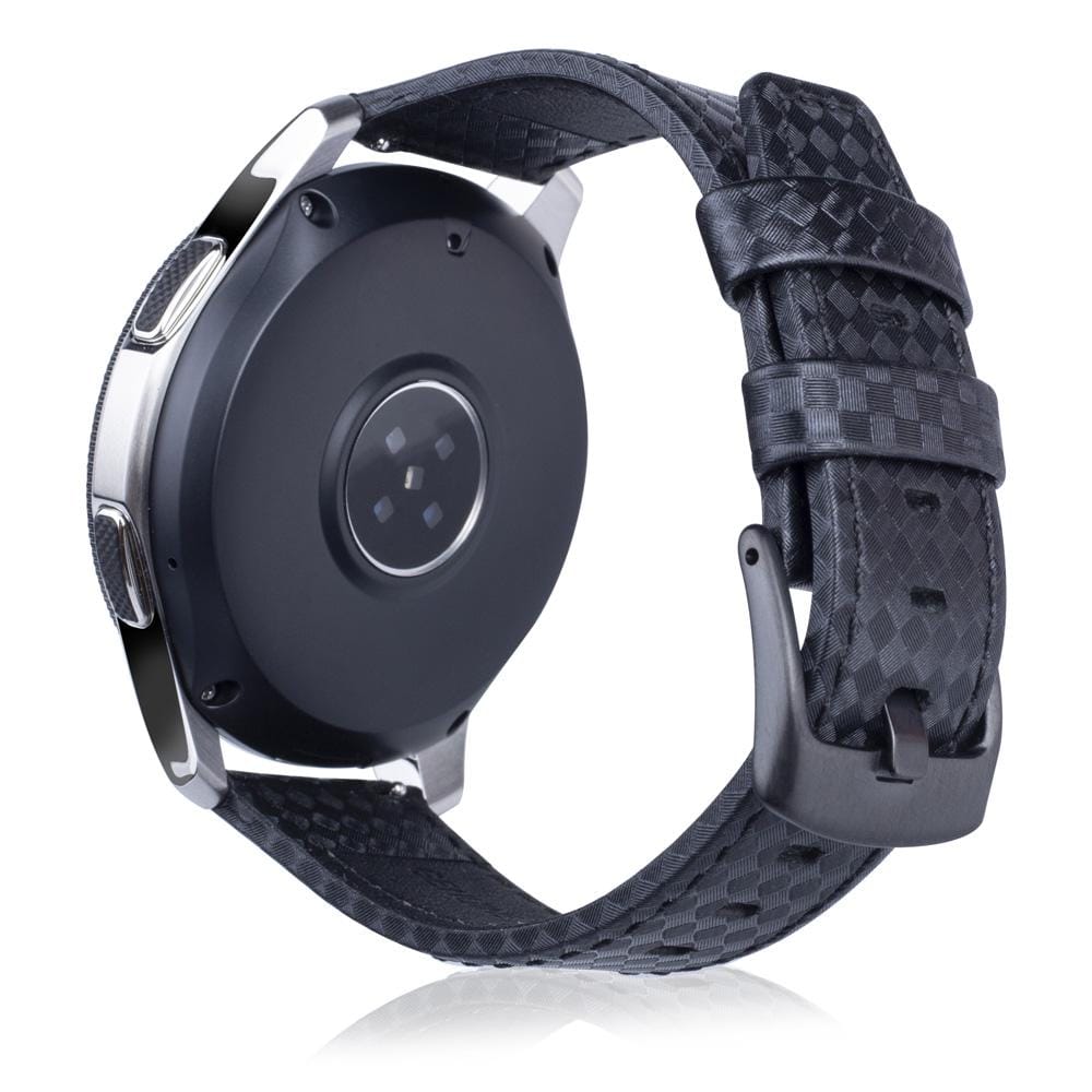 Carbon Fiber Texture Top-grain Leather Wrist Watch Band for Samsung Gear S3 22mm (Red)