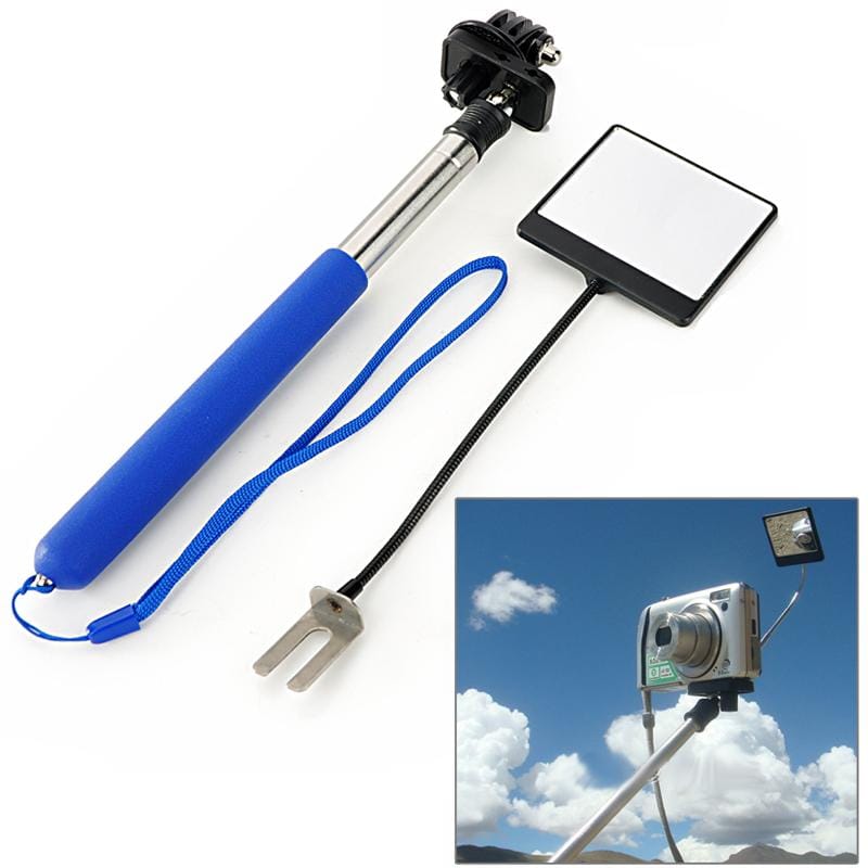 6 Fold Retractable Handheld Monopod & Extendable Camera Monopod with Mirror for Gopro Hero 4 / 3+ / 3 / 2, Max Length: 96cm (Blue)