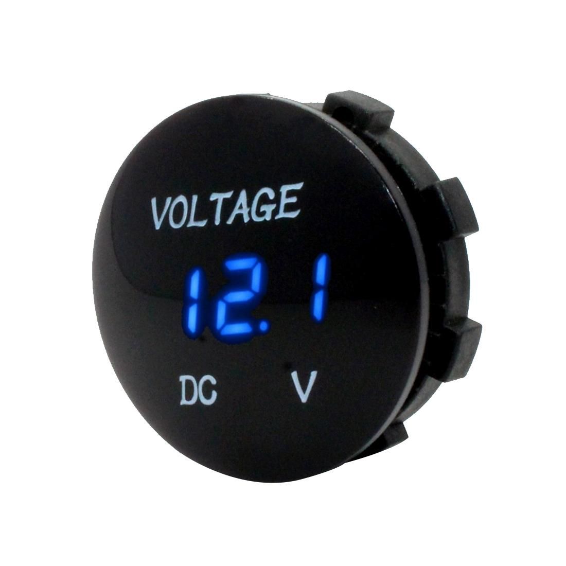 Universal Digital Display Waterproof LED Voltage Meter for DC 12V-24V Car Motorcycle Truck (Blue)