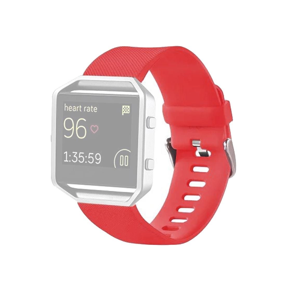 For Fitbit Blaze Watch Oblique Texture Silicone Watchband, Small Size, Length: 14-17cm (Red)