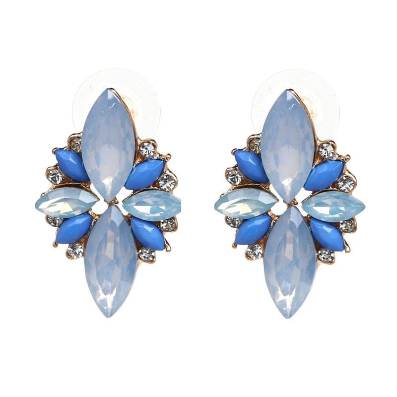 Five-leaf Petal Crystal Earrings Pink Diamond Earrings Simple Jewelry (white)