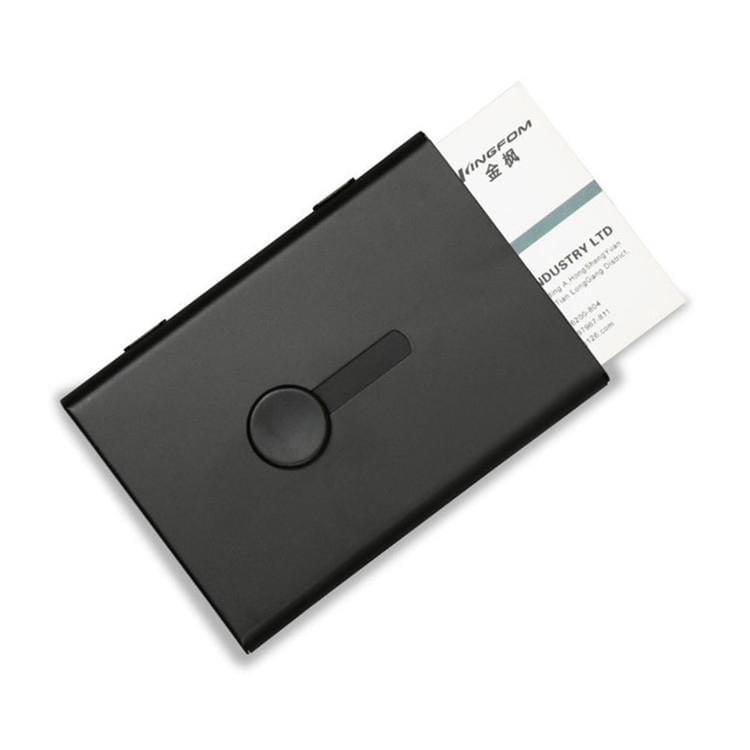 Metal Portable Push Card Case Ultra-thin Frosted Light Business Card Packing Box (Black)