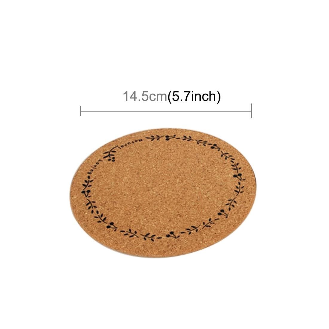 2 PCS Round Cork Coasters Cup Cushion Holder Drink Cup Place Mat Coffee Coasters Wooden Holder Pad Cup Lace Mat Round Cork Coaster, Size: 14.5*1cm