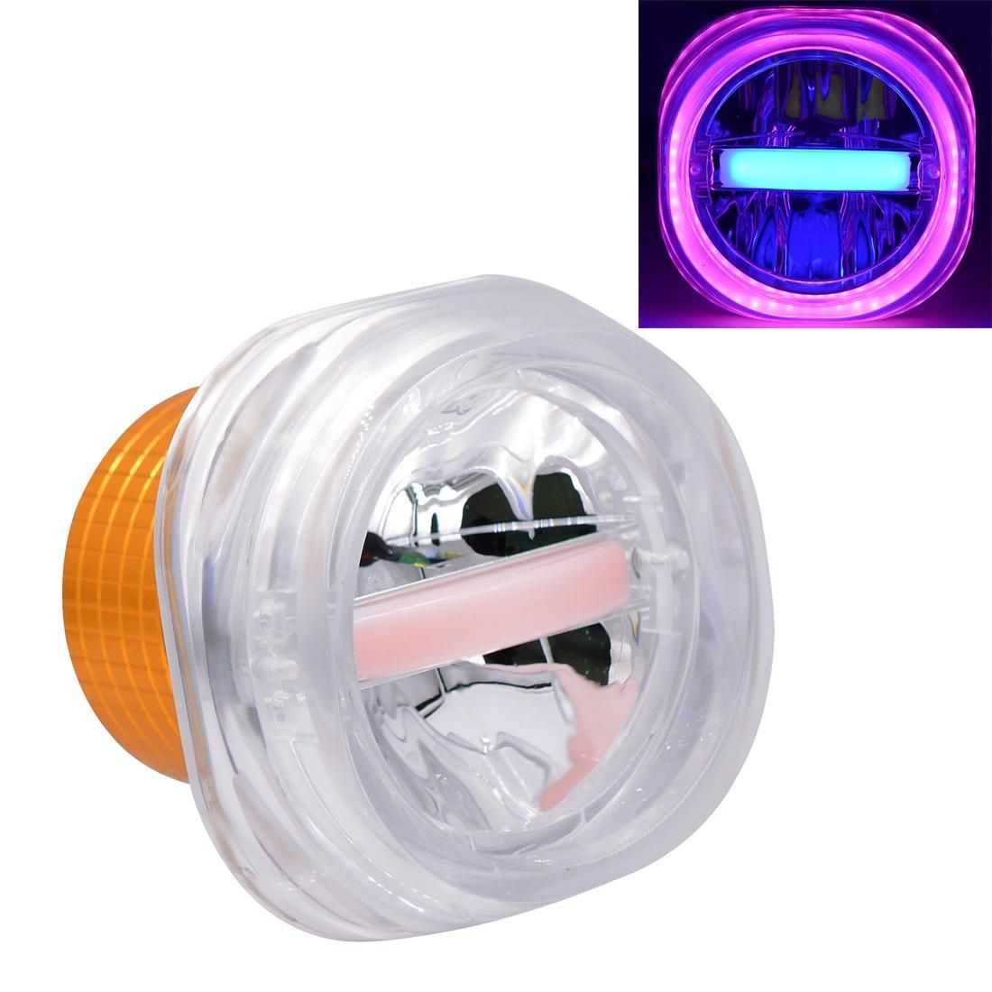 Motorcycle 30W DC 12V-85V IP66 Square Jellyfish Breathable Lamp Double Aperture LED Headlight (Pink Light)