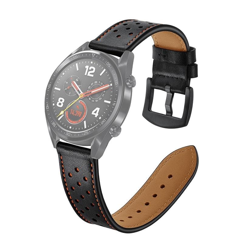 22mm For Huawei Watch GT2e / GT2 46mm Plum Blossom Hole Leather Strap (Blue)