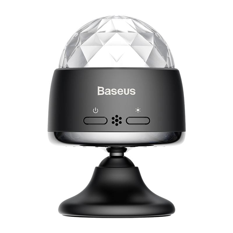 Baseus ACMQD-01 3W DC 5V Car Rotatable Voice Control Colorful Crystal Magic Ball Light (Black)