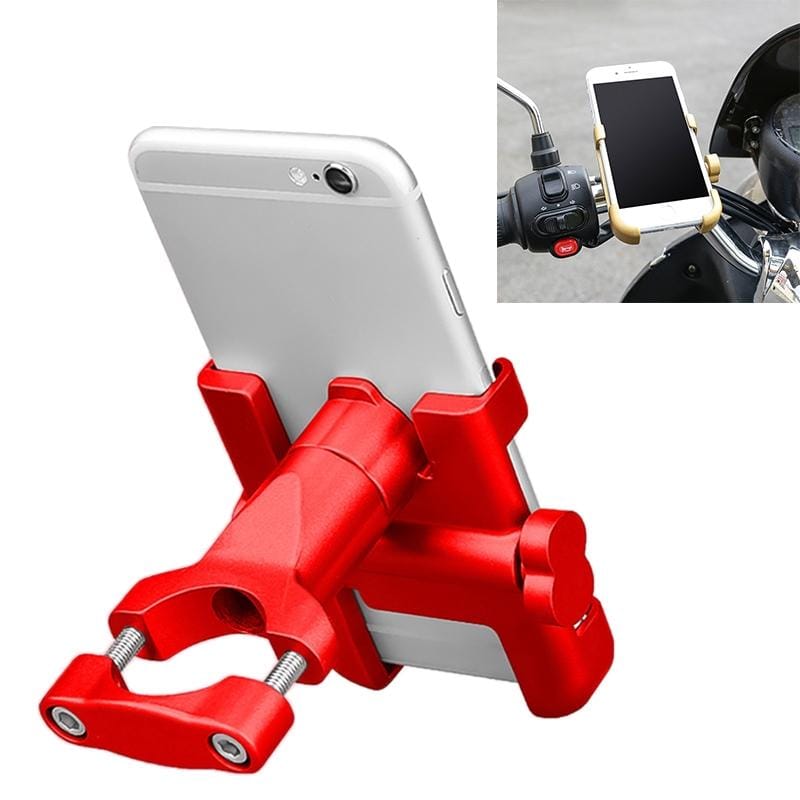 Motorcycle Handlebar Aluminum Alloy Phone Bracket, Suitable for 60-100mm Device (Red)