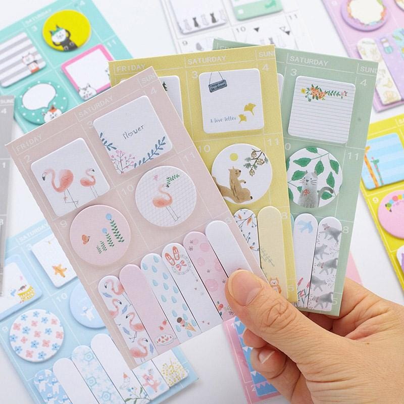 2 PCS Creative Cute Cartoon Week Plan N Times Post Sticky Note Pocket Account Accessories Free Stickers (White)