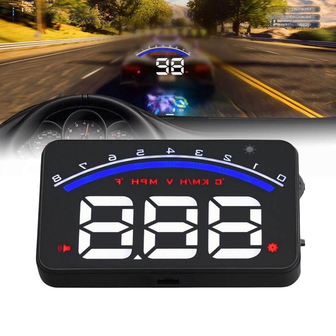 Geyiren M6 HUD 3.0 inch Car Head Up Display with OBDII & EUOBD System,  Speed & Over Speed Alarm, RPM, Water Temperature & High Water Temperature Alarm, Voltage & Low Voltage Alarm, Freely Switch Between kilometers and Miles (Black)