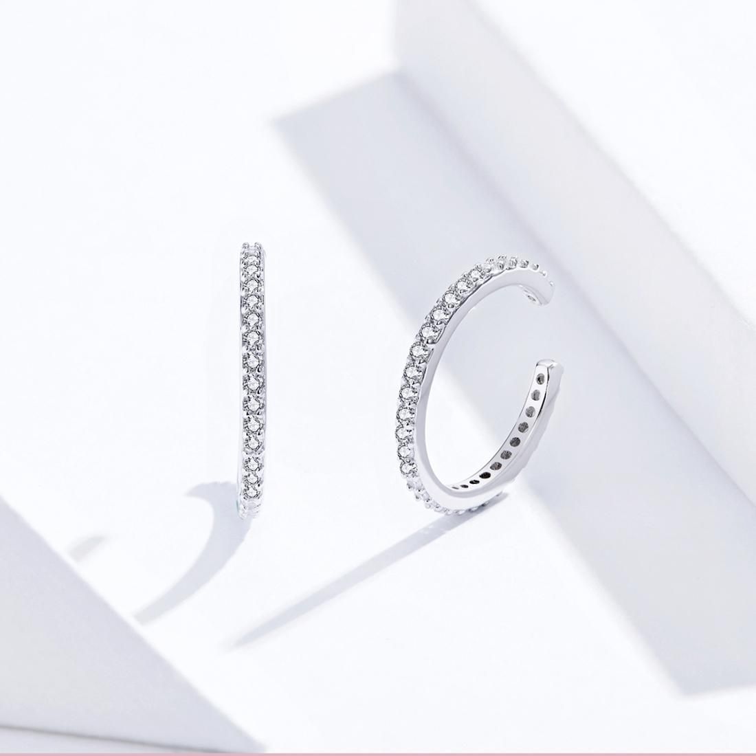 Sterling Silver Ear Bone Clip Simple Zircon Earrings