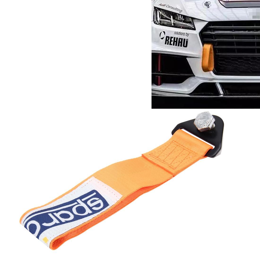 Sparco Universal Front Rear Racing Car Tow Towing Strap Bumper Hook Up To 10000 LBS (Orange)