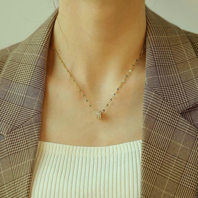 OPK 002 Double Row Diamond-studded Clavicle Chain Temperament All-match Necklace Jewelry (Rose Gold)