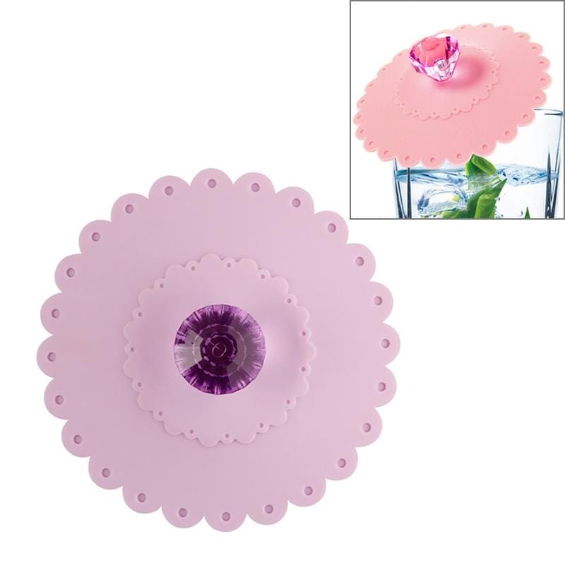 Lace Edge Dust-proof Environmental Protection Silicone Cup Cap (Lilac Purple)