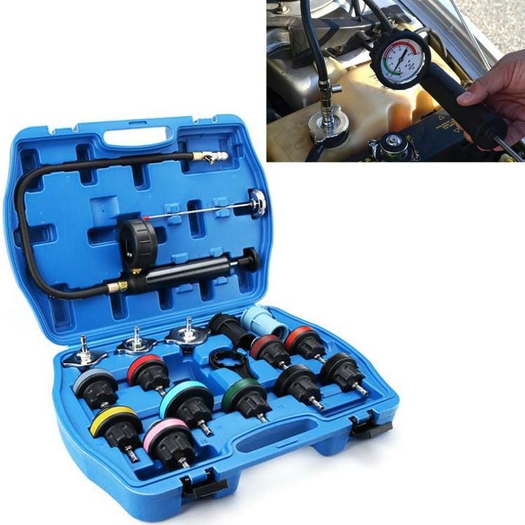 18 in 1 Water Tank Leak Detector Car Cooling System Tester Auto Repair Pressure Gauge Pump Gas Gauge