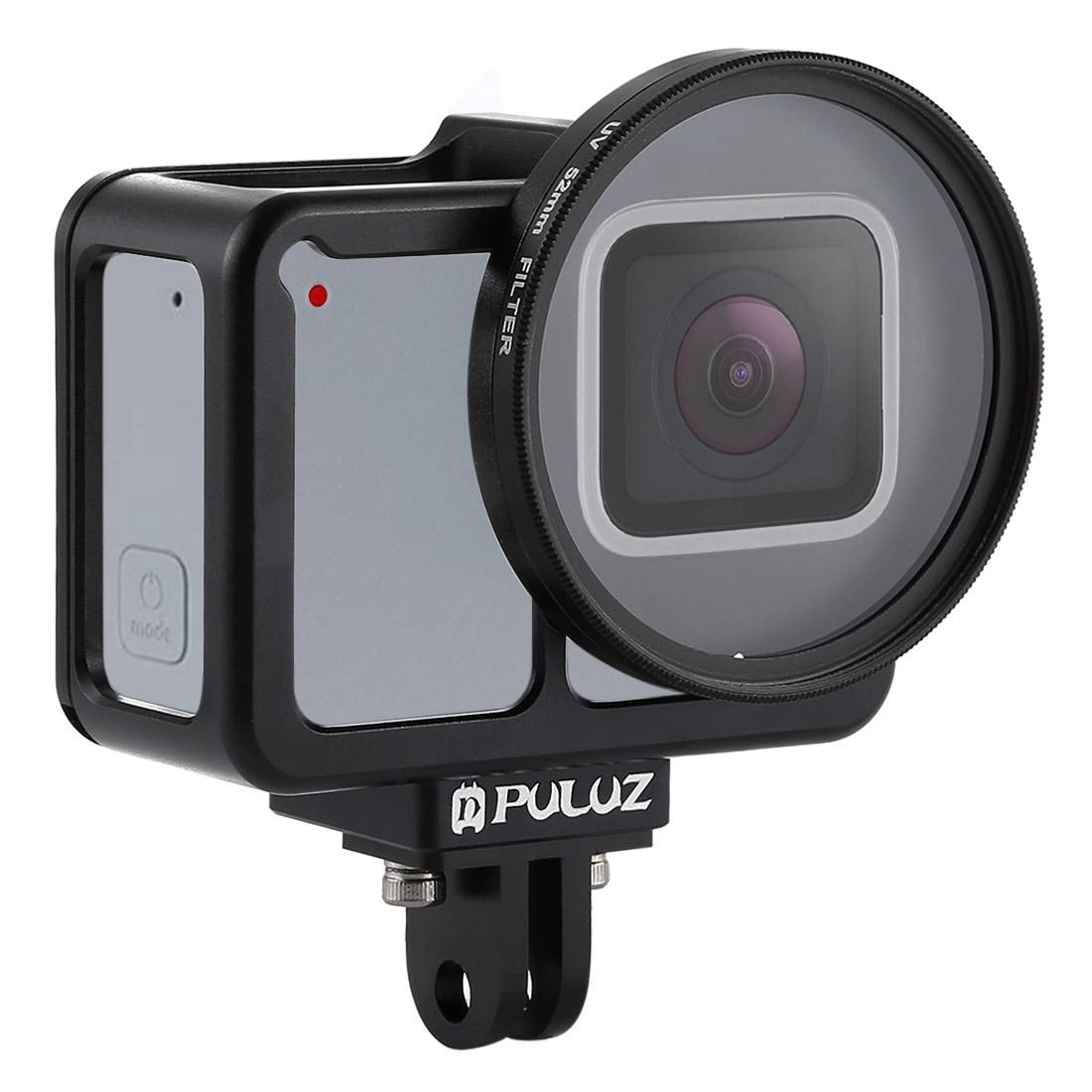 PULUZ Housing Shell CNC Aluminum Alloy Protective Cage with Insurance Frame & 52mm UV Lens for GoPro HERO7 Silver /7 White (Black)