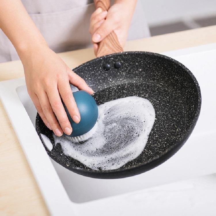 Spherical Stand Pot Brush Kitchen Silicone Cleaning Brush Household Decontamination Brush (Sunny Blue)