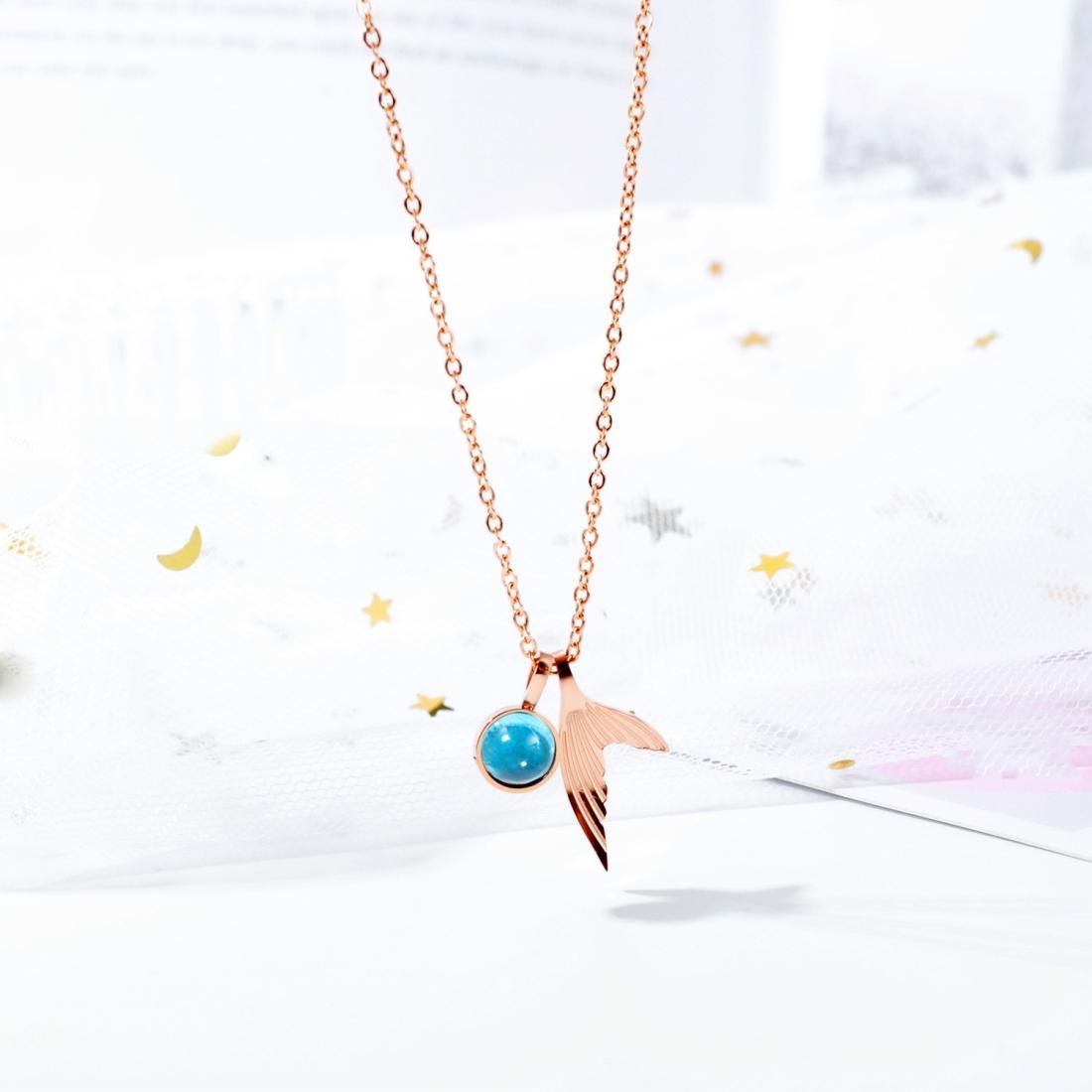 OPK 1646 Crystal Fishtail Pendant Clavicle Chain Ladies Necklace