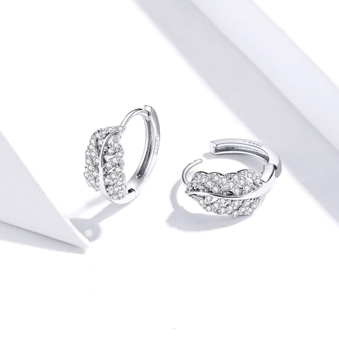 Sterling Silver Feather Earrings Personalized Zircon Earrings