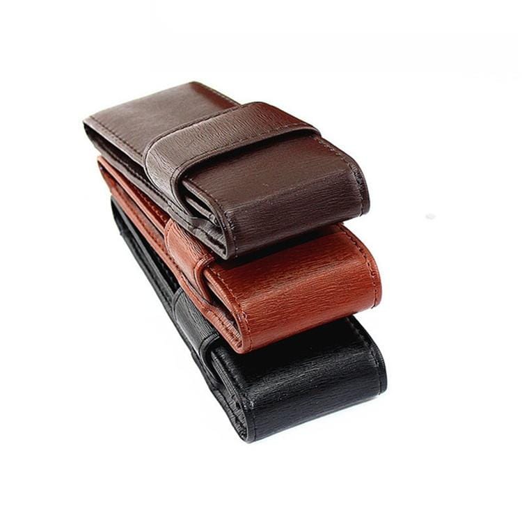 Double Pack Pen Storage Bag Leather Pen Case Pen Case for Business Office (Black)