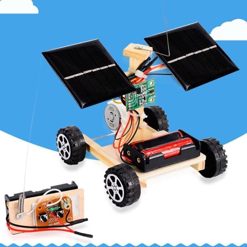 DIY Mini Wooden Car Wireless Remote Control Vehicle Model Kids Toys