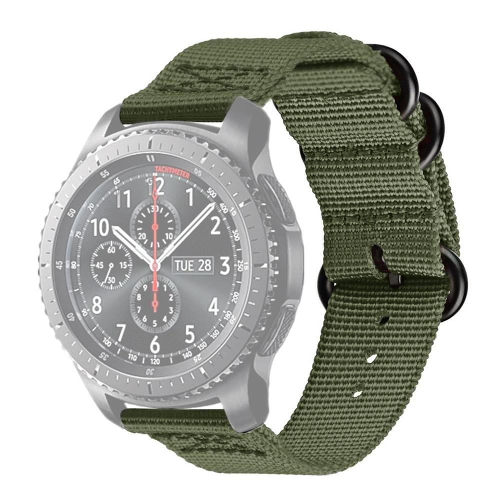 For Samsung Galaxy Watch Active 18mm S3 Nylon Three-ring Strap (Army Green)