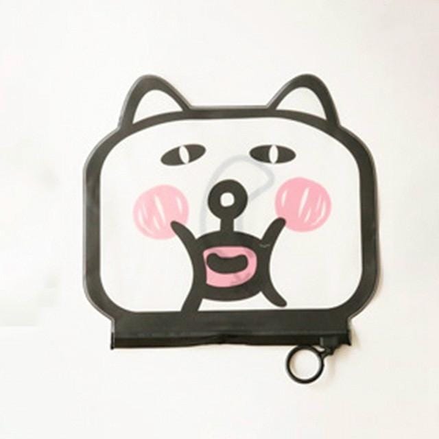 3 PCS Cartoon Cat Shape Stationery Storage Bag Creative Translucent Frosted Waterproof File Bag Zipper Bag (Doodle mouth)