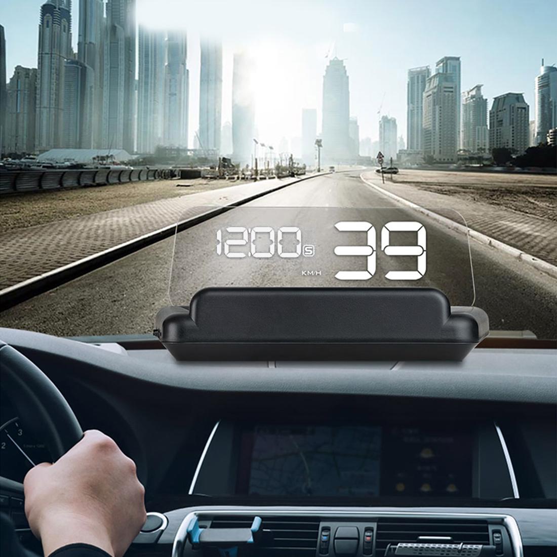 T900 Car GPS HUD Virtual HD Reflection Board Head-up Display, Speed & Driving Distance / Time Display, Over Speed & Voltage & Low Voltage Alarm, Fatigue Driving (White)