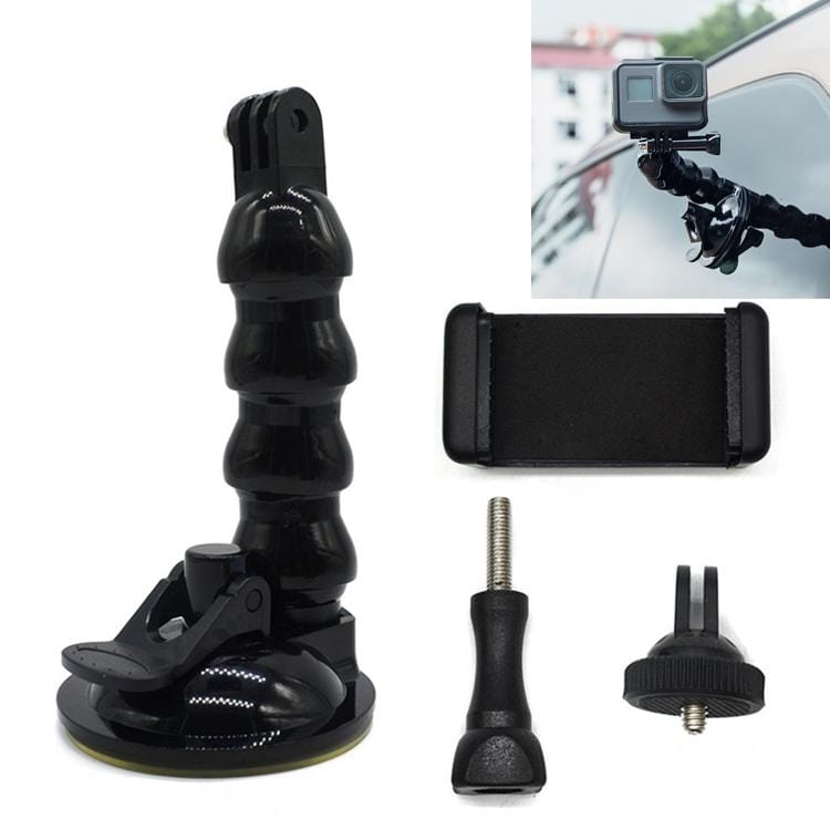 Hose Snake Arm Car Sucker Four-section Universal Suction Cup + Phone Clip for GoPro Hero 5 Session / Xiaoayi / Xiaomi / AKASO EK5000