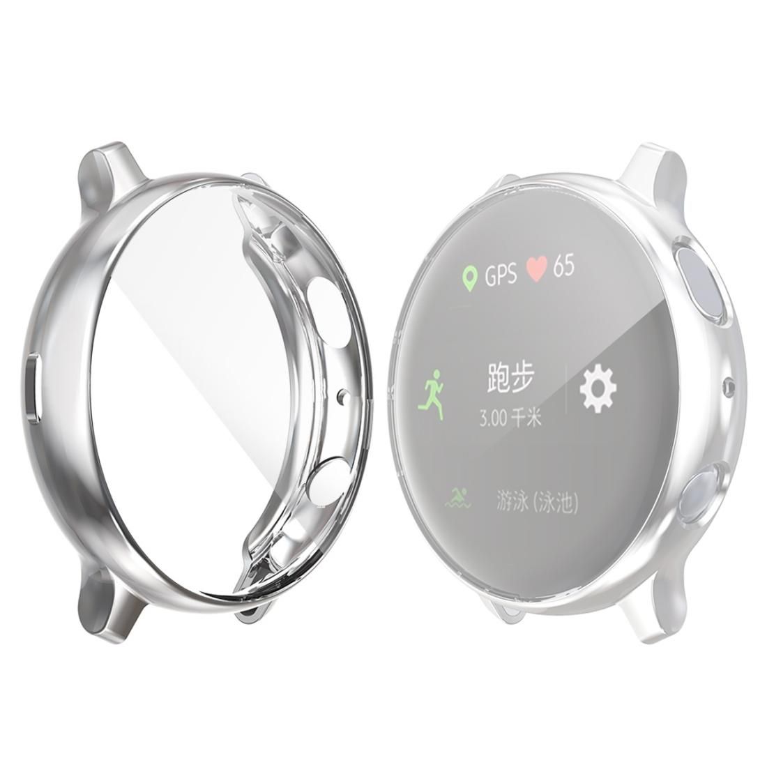 For Samsung Galaxy Watch Active 2 44mm ENKAY Hat-prince Full Coverage Electroplate TPU Case (Silver)