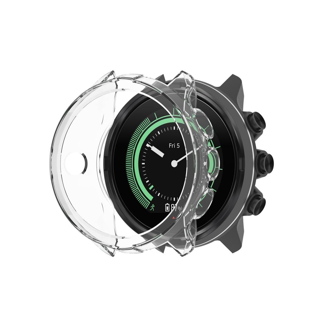 For Suunto 9 Transparent TPU Silicone Watch Case (Transparent Purple)