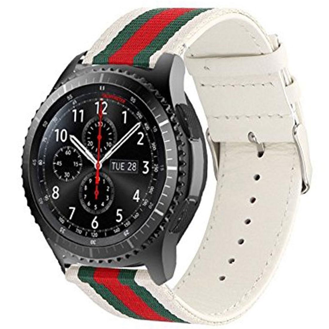 For Samsung Gear S3 Simple Fashion Nylon Genuine Leather Watchband (White)