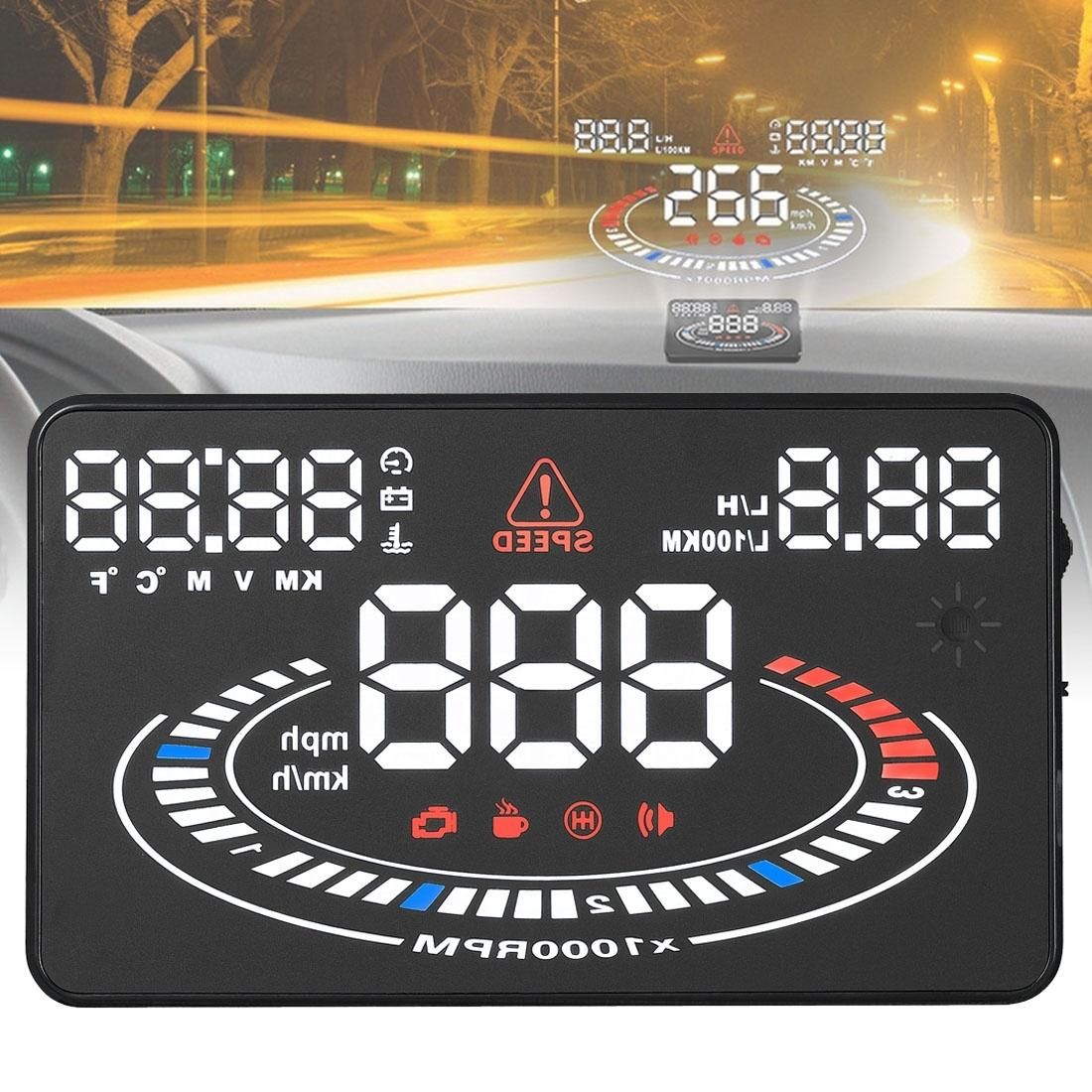 E300 5.5 inch Car OBDII / EUOBD HUD Vehicle-mounted Head Up Display Security System, Support Speed & Fuel Consumption, Overspeed Alarm,  Fuel Consumption, Water Temperature, etc. (Black)