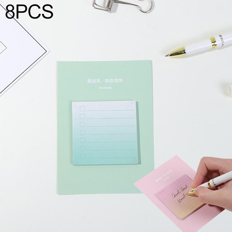 8 PCS Rainbow Gradient Memo Pad Paper Sticky Notes Notepad Stationery Shopping list