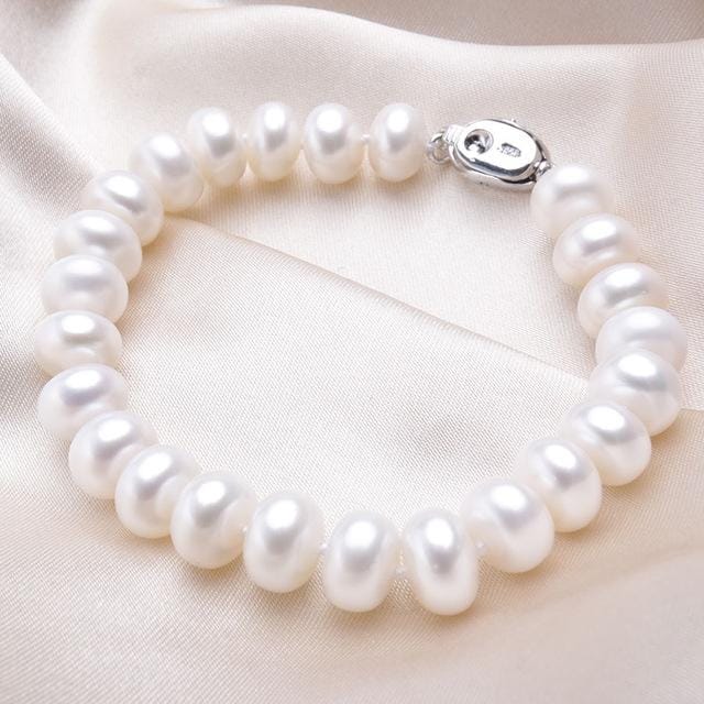 Women Natural Freshwater Pearl Bracelets Jewelry, Length:7-8mm (white pearl)