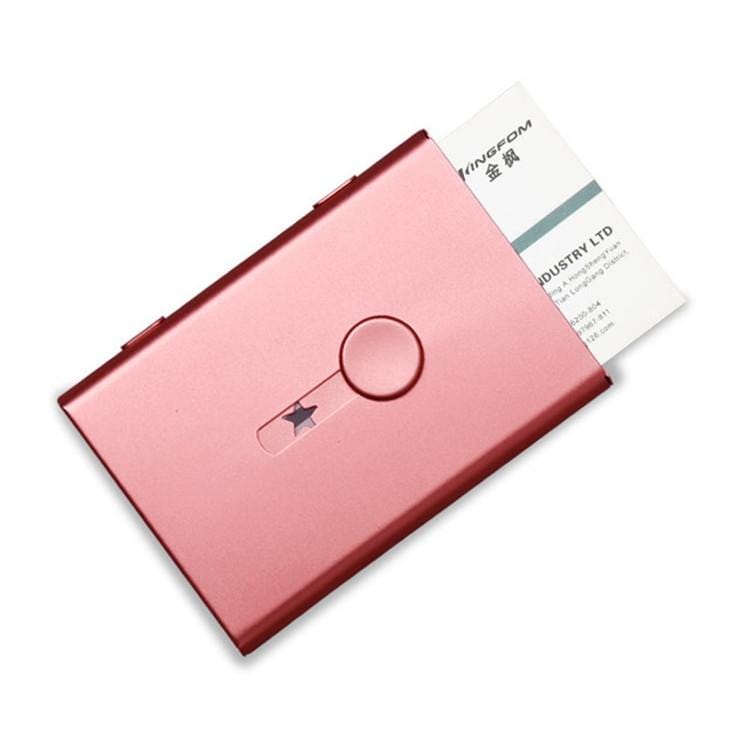 Metal Portable Push Card Case Ultra-thin Frosted Light Business Card Packing Box (Rose Gold)