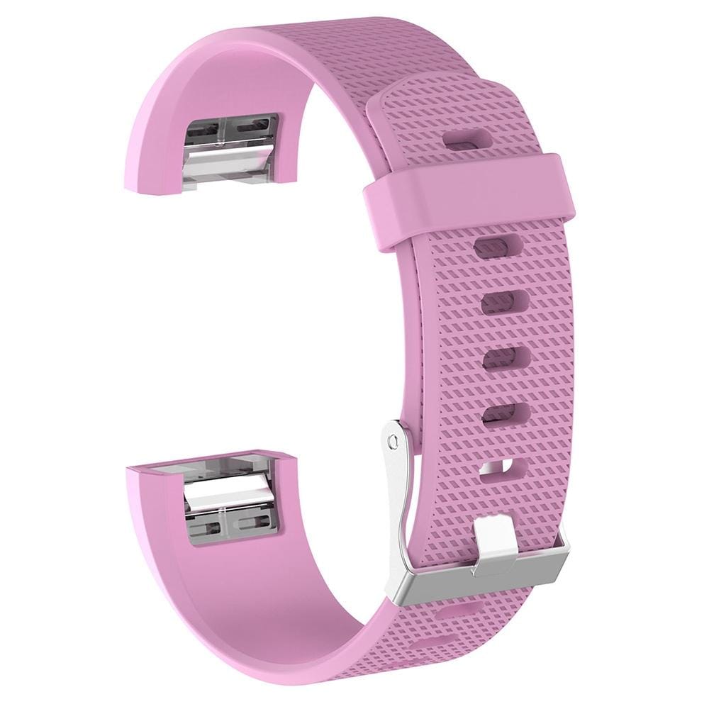 For Fitbit Charge 2 Common Texture Silicone Replacement Wrist Strap Watchband with Buckle, Size:L (Pink)