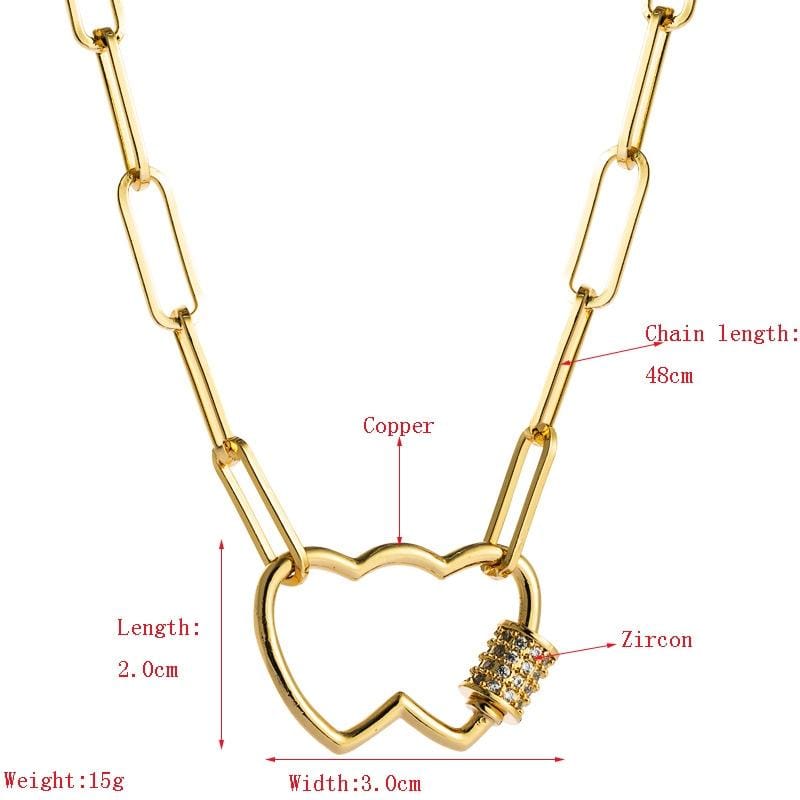 Love Heart Pendant Necklace With Micro Inlaid Colored Zircon (Heart-shaped)