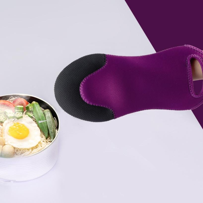 2 PCS Oven Baking Gloves Microwave Insulation High Temperature Resistance Household Anti-Scald Thickened Silicone Gloves (Purple )
