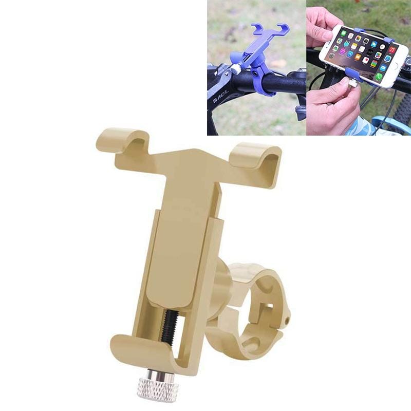 360 Degree Rotatable Aluminum Alloy Phone Bracket for Bicycle, Suitable for 50-100mm Device (Gold)