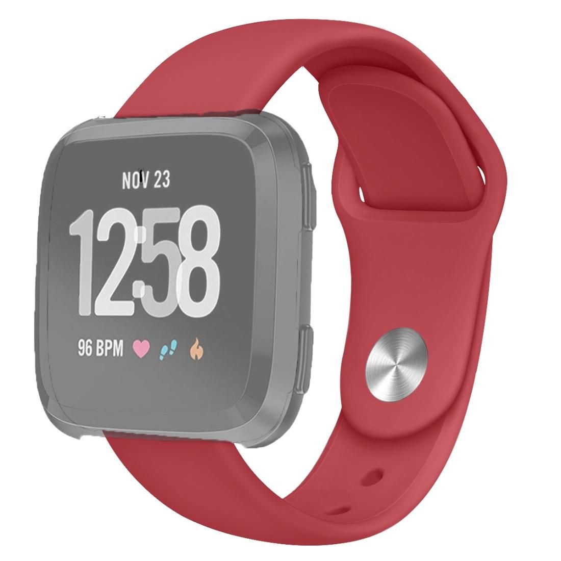 For Fitbit Versa 2 / Fitbit Versa / Fitbit Versa Lite Solid Color Silicone Replacement Strap Watchband, Size:L (Red)