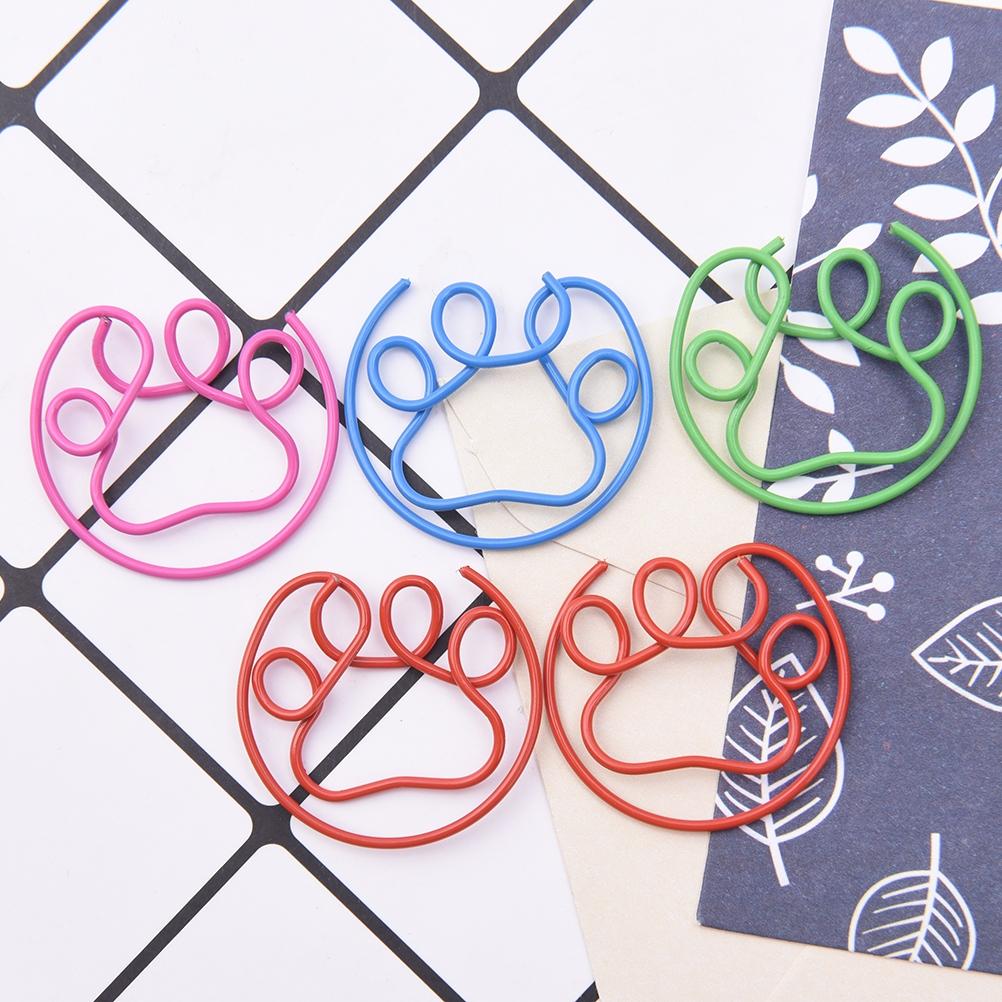 4 Sets Cute Paw Shaped Metal Paper Clip Bookmark Office Accessory