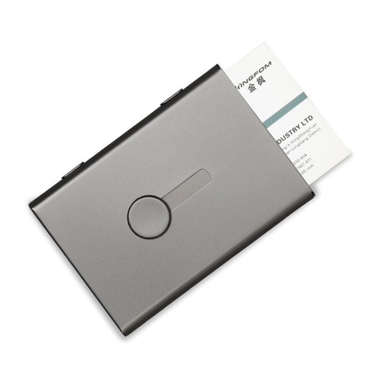 Metal Portable Push Card Case Ultra-thin Frosted Light Business Card Packing Box (Gray)
