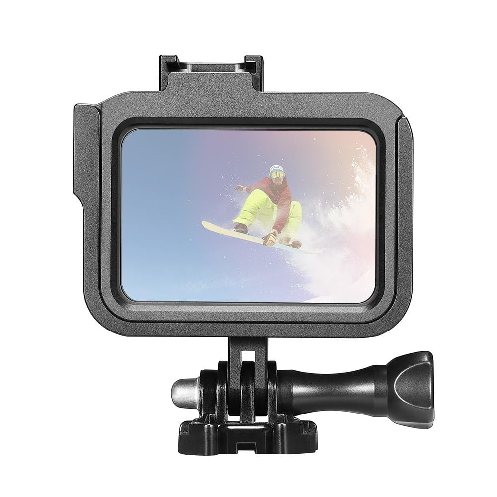 PULUZ for GoPro HERO8 Black Standard Border Aluminum Alloy Frame Mount Protective Case with Base Buckle & Long Screw (Black)