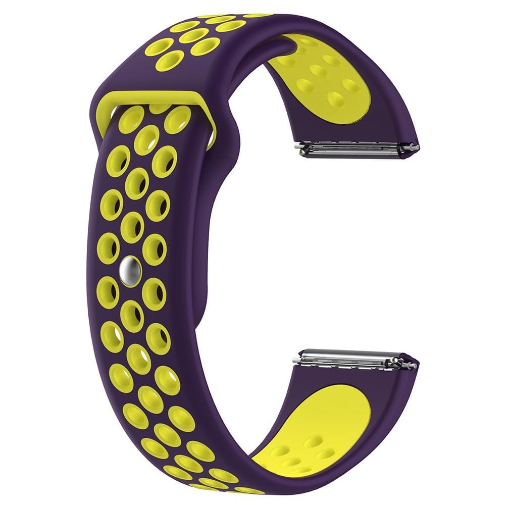 For Fitbit Versa Two-tone Silicone Replacement Wrist Strap Watchband (Purple + Yellow)