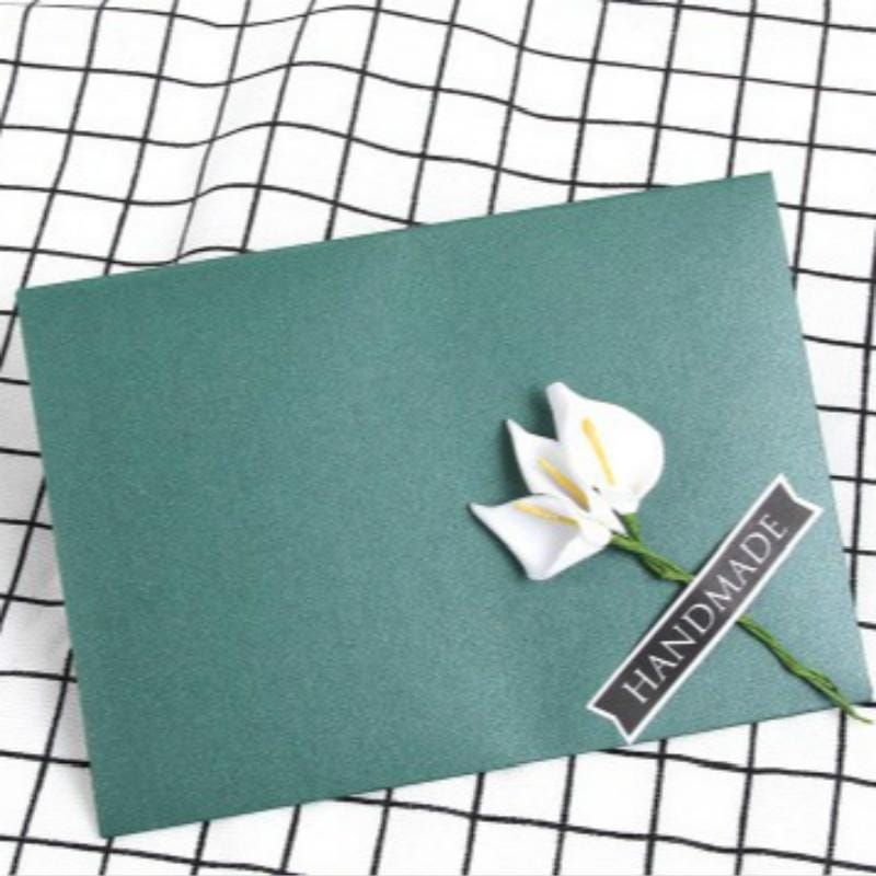 3 PCS Pearl Paper Envelope Creative DIY Invitation Letter Love Letter Postcard 6 Inch Photo Storage Folder (Dark Green Calla Lily)