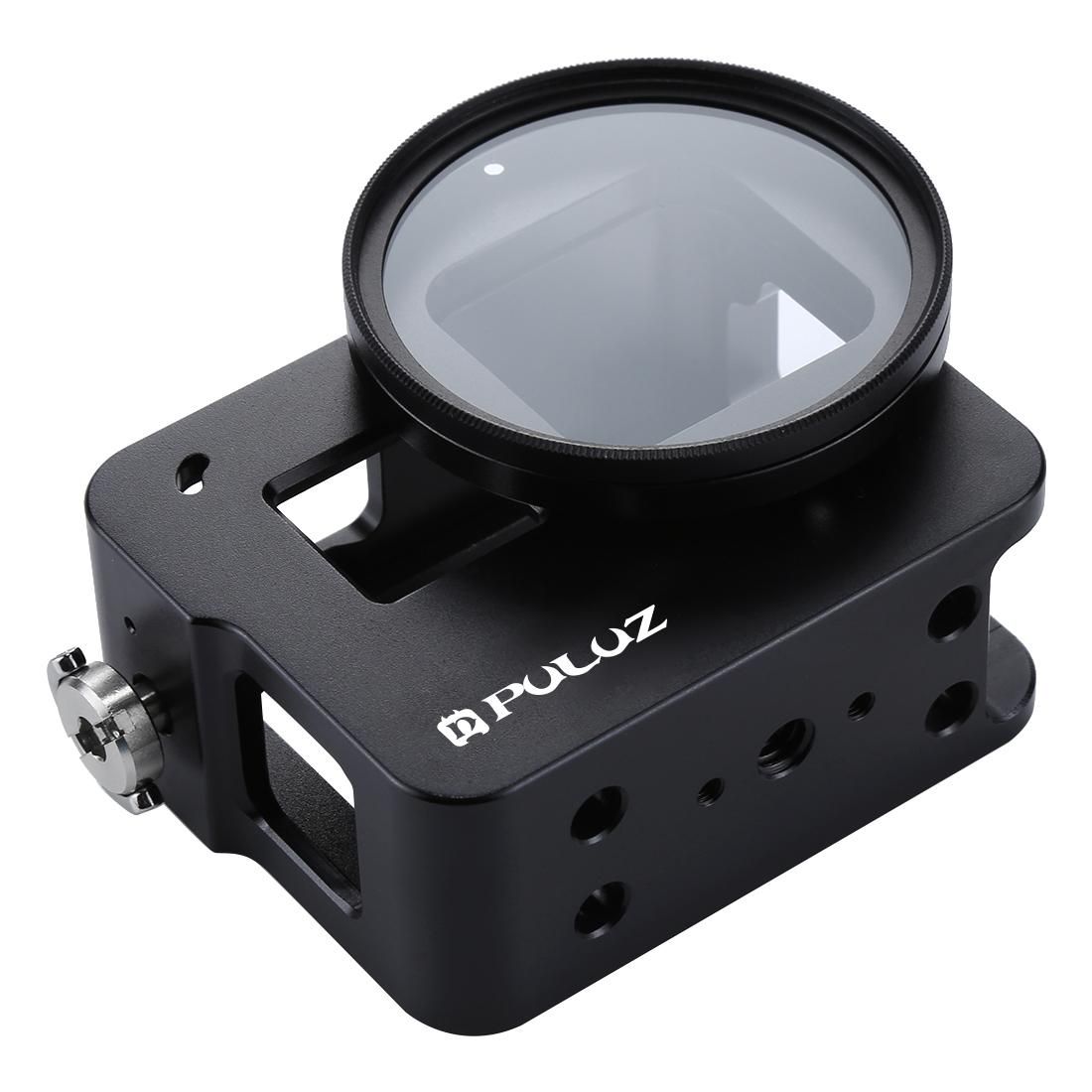 PULUZ Housing Shell CNC Aluminum Alloy Protective Cage with Insurance Frame & 52mm UV Lens for GoPro HERO /7 Black /6 /5 (Blue)